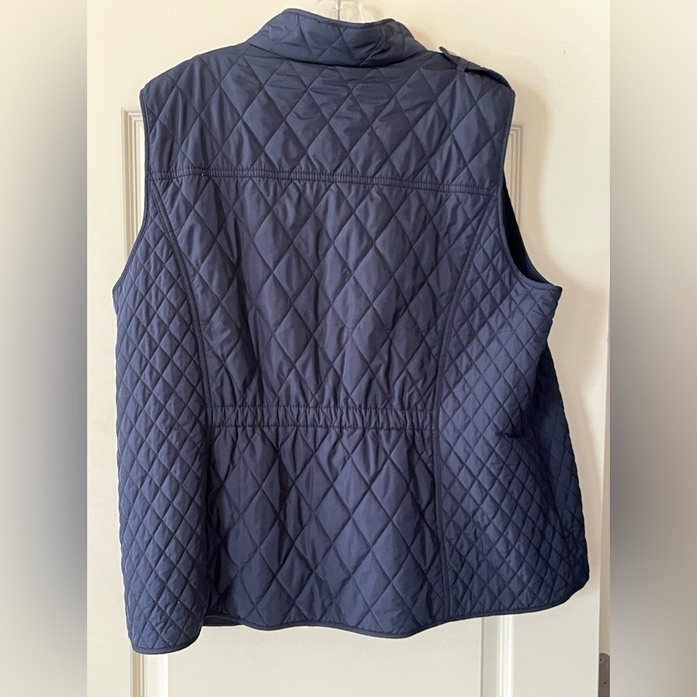 Talbots Navy Quilted Zip-Front Vest - Picture 11 of 16